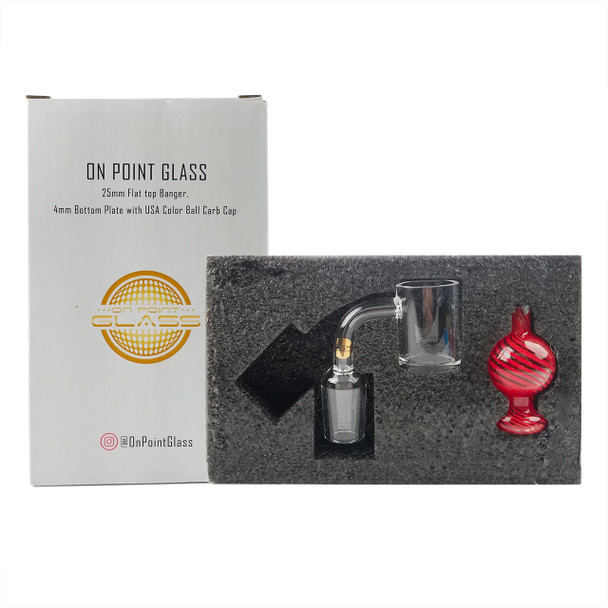 On Point Glass 25mm Flat Top 14mm Male 90 * Banger and Carb Cap Box Set