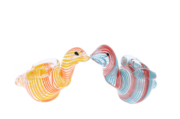 4" Multi Colored Swirl Swan Tobacco Pipe