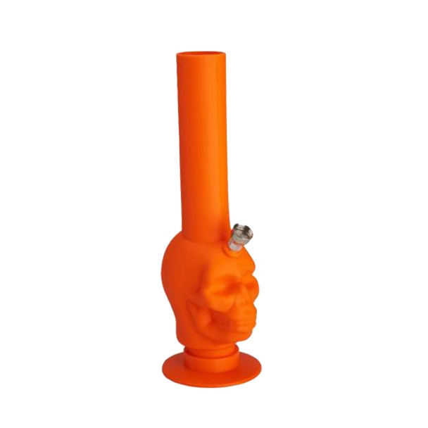 Roll-up-bowl foldable water pipe Colorful Silicone bong Skull Orange