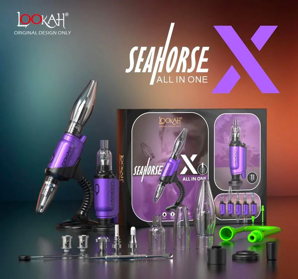 Lookah Seahorse X Purple 3 in 1: E-Nectar Collector, Wax Pen, and Portable E-Nail