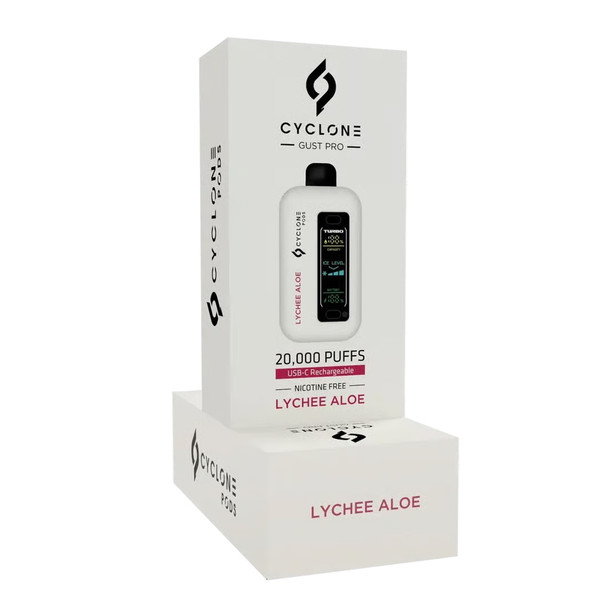 Lychee Aloe 20,000 Puff Nicotine Free Vape: Gust Pro by Cyclone Pods