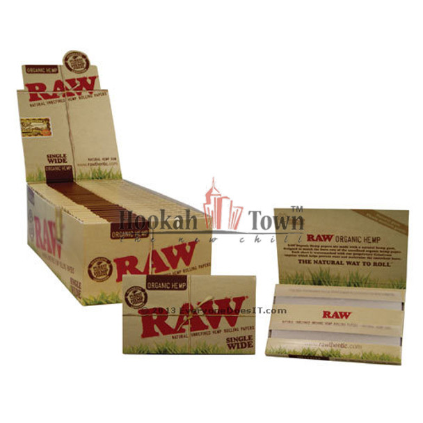 RAW SINGLE WIDE ORGANIC HEMP CIGARETTE ROLLING PAPERS, 100 LEAVES