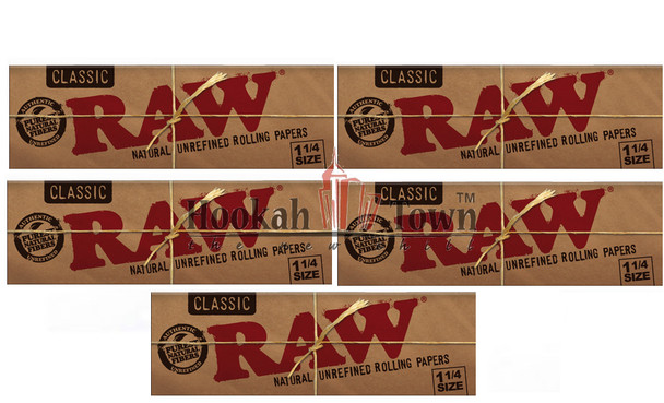 Raw Classic 1 1/4 size 50 Leaves per pack (10 Pack) 500 papers total