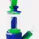 11" 4 in 1 Silicone Glass Hybrid Water Pipe, Nectar Collector, & Mini Rig - Green, White & Blue