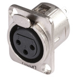 HICON XLR 3-pol honkontakt, panel, nickel