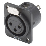 HICON XLR 3-pol honkontakt, panel, guld