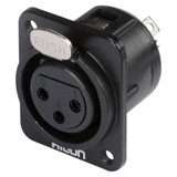 HICON XLR 3-pol honkontakt, panel, svart