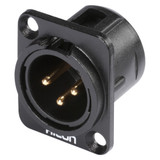 HICON XLR 3-pol hankontakt, panel, guld