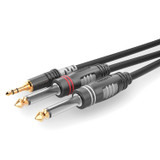 HICON BASIC adapterkabel, mini-jack 3,5 mm stereo → 2× jack 6,3 mm (insert/Y), färdig