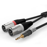 HICON BASIC adapterkabel, mini-jack 3,5 mm stereo → 2× XLR 3-pol hane, färdig