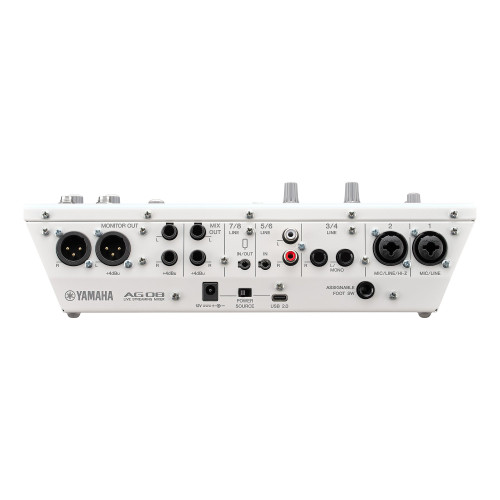 AG08WH, 8 ch live streaming mixer with USB audio I/F. Sofware bundled. White.