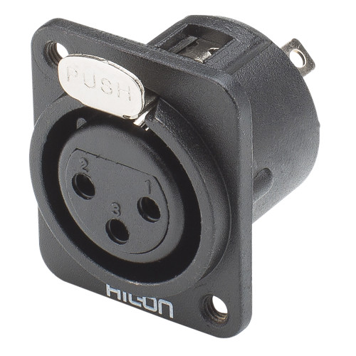 HICON XLR 3-pol honkontakt, panel, guld