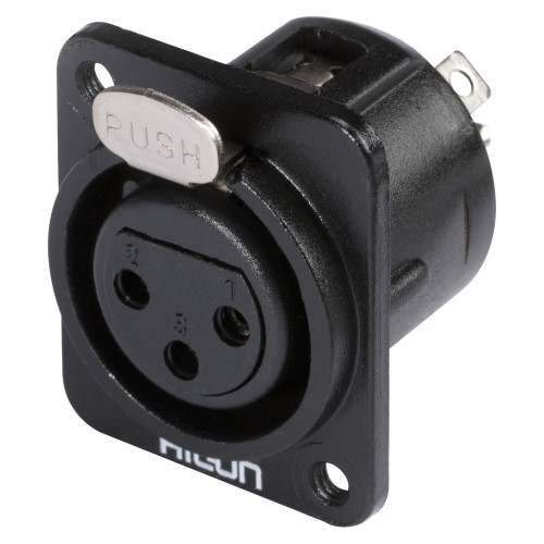 HICON XLR 3-pol honkontakt, panel, svart