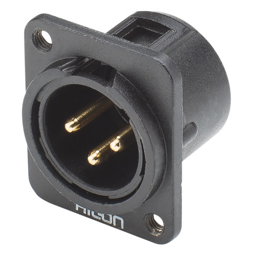 HICON XLR 3-pol hankontakt, panel, guld