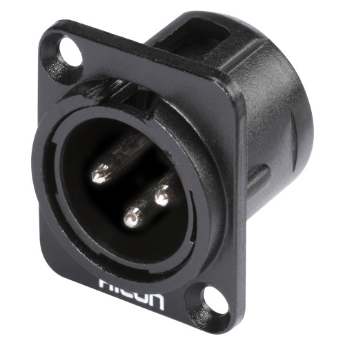 HICON XLR 3-pol hankontakt, panel, svart