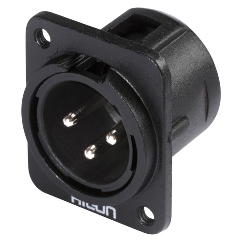 HICON XLR 3-pol hankontakt, panel, svart
