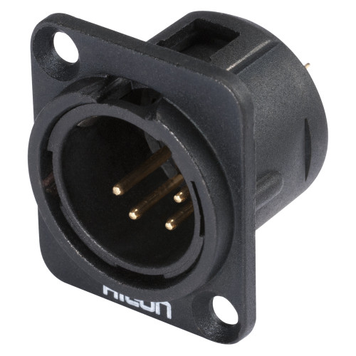 HICON XLR 4-pol hankontakt, panel, guld