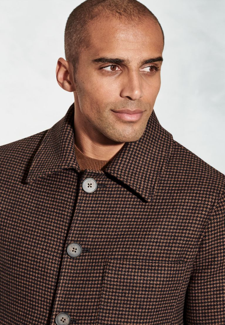 Brook Taverner - Roger Copper Puppytooth Wool Blend Jacket