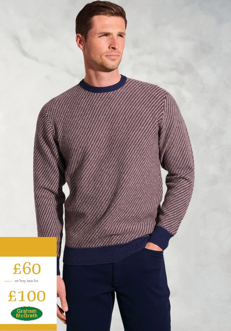 Brook Taverner - Cowley Rust Textured Lambswool Crew Neck Jumper