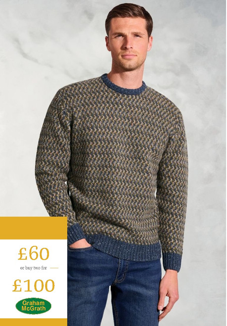Brook Taverner - Hitchcott Green Nep Textured Lambswool Crew Neck Jumper