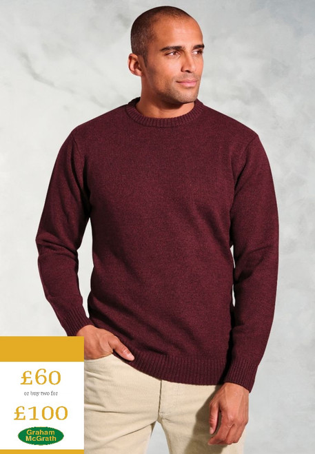 Brook Taverner - Clark Burgundy Lambswool Crew Neck Jumper
