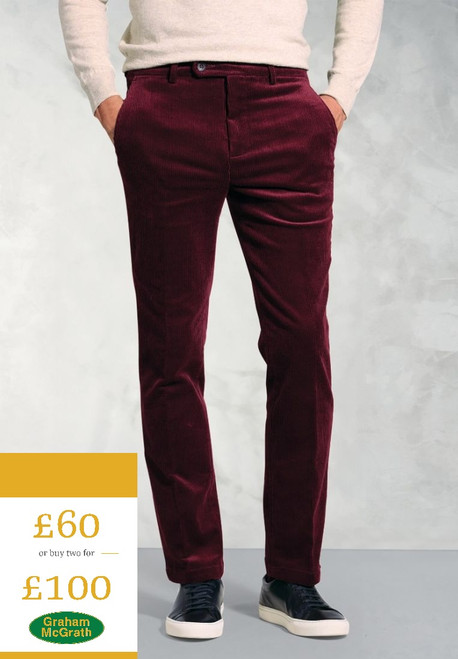 Brook Taverner - Regular Fit Ellroy Cherry Corduroy Trouser