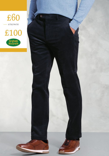 Brook Taverner - Regular Fit Ellroy Navy Corduroy Trouser