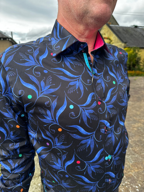 Claudio Lugli - Navy Polka Dot Shirt