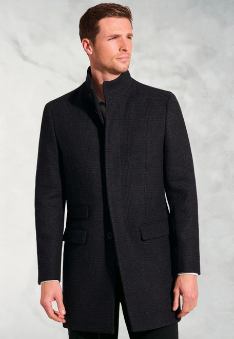 Brook Taverner - Farah Charcoal Check Wool Blend Overcoat