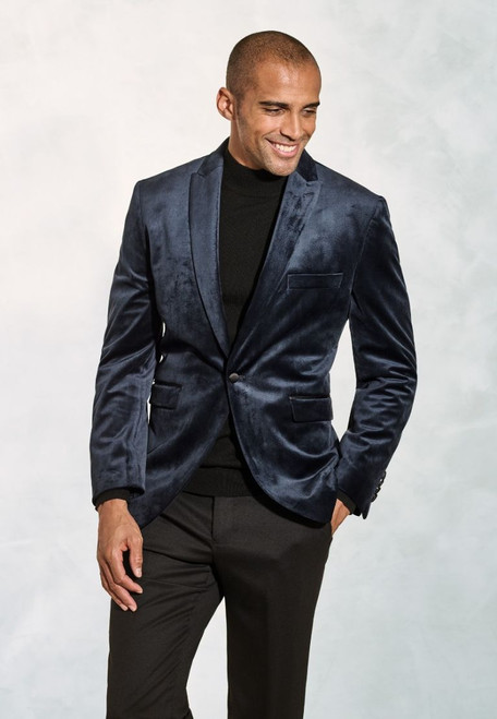 Brook Taverner - Tailored Fit Severn Midnight Velvet Evening Jacket