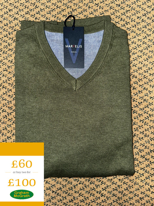 Marvelis - Green V-Neck Pullover