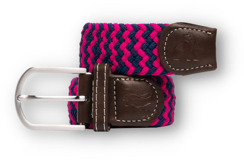 Woven Belt - Pink / Blue Zigzag
