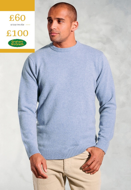 Brook Taverner - Clark Sky Blue Lambswool Crew Neck Jumper