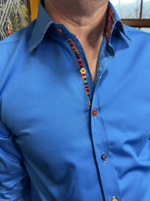 Claudio Lugli - Light Blue Shirt with Basket Weave Detail
