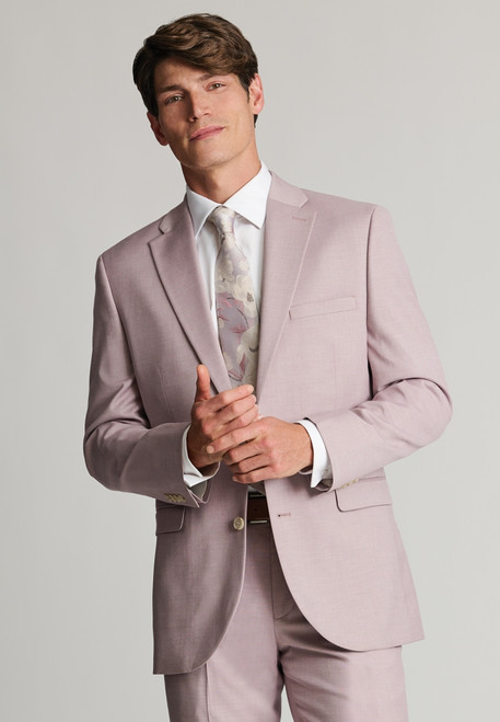 Brook Taverner - Tailored Fit Hayton Pink Textured Suit Jacket