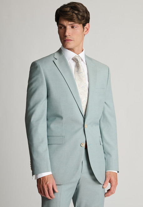 Brook Taverner - Tailored Fit Hayton Sage Textured Suit Jacket