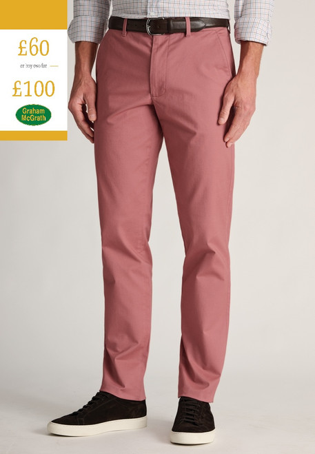 Brook Taverner - Tailored Fit Leo Rose Stretch Cotton Chinos