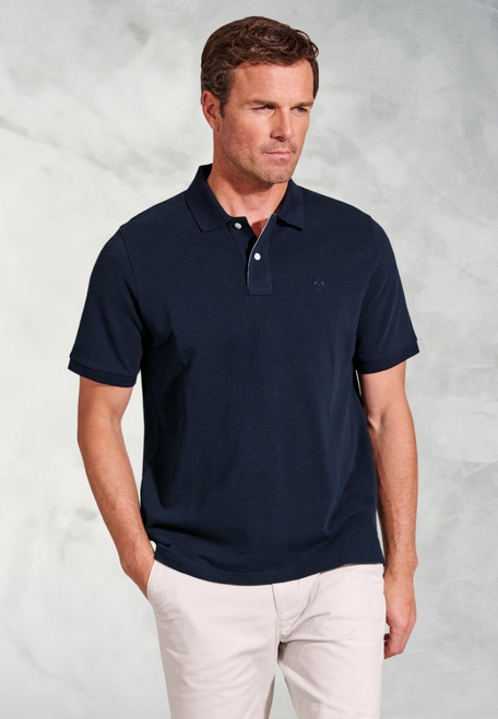 Brook Taverner - Firth Navy Pure Cotton Pique Polo Shirt