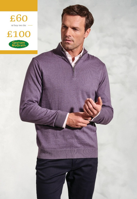 Brook Taverner - Copenhagen Lavender Cotton Merino Zip Neck Jumper