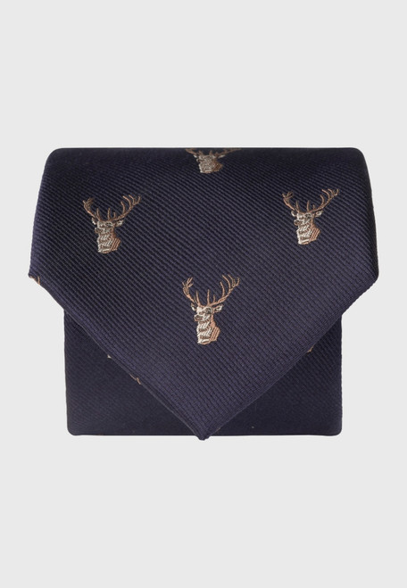 Brook Taverner - Navy Stag Pure Silk Tie