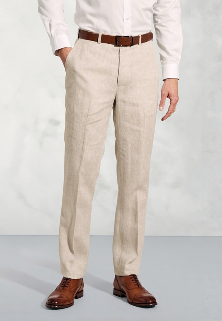 Brook Taverner - Tailored Fit Eastwood Sand Pure Linen Suit Trouser