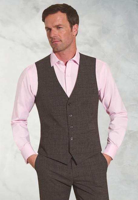 Brook Taverner - Tailored Fit Cassino Grey Check Washable Waistcoat