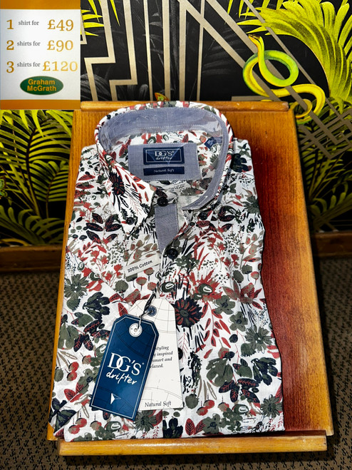 Douglas & Grahame - Rust & Green Floral Short Sleeve Shirt