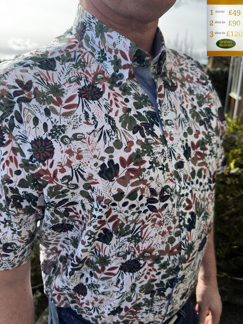 Douglas & Grahame - Rust & Green Floral Short Sleeve Shirt