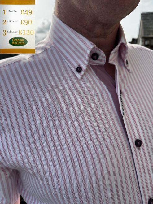Douglas & Grahame - Pink Butcher Stripe Short Sleeve Shirt