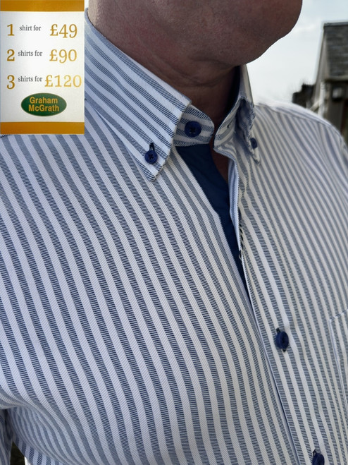 Douglas & Grahame - Butchers Stripe Short Sleeve Shirt