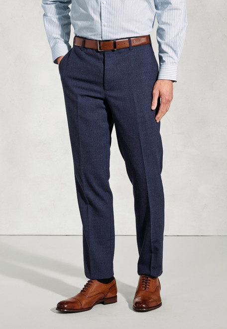 Brook Taverner - Tailored Fit McKellen Navy Linen Blend Suit Trousers