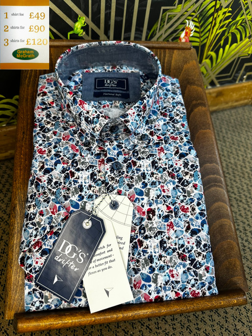 Douglas & Grahame - Blue Abstract Short Sleeve Shirt