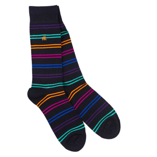 Swole Panda - Black & Double Fine Striped Bamboo Socks