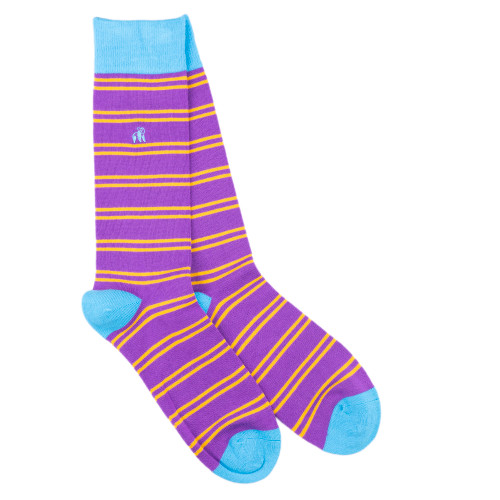 Swole Panda - Purple & Yellow Striped Bamboo Socks